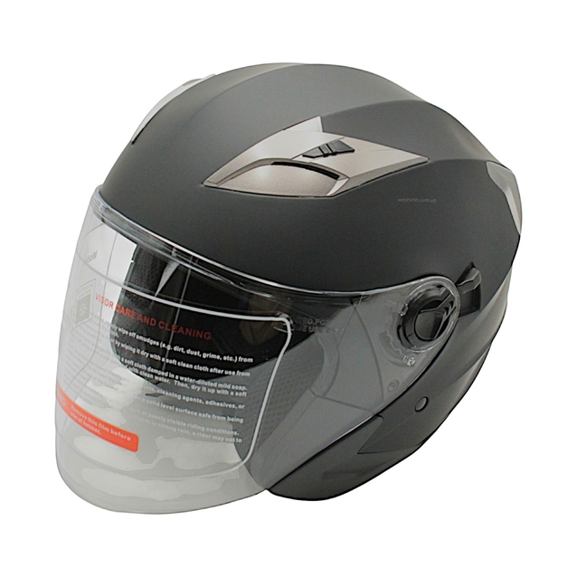 Мото шолом, відкритий (S) (55-56см) BLD-708 чорний матовий з відкидними окулярами фото westvelo.com