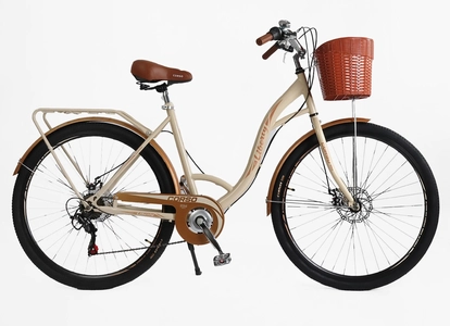 Міський велосипед 28 ST Corso «LIBERTY» LR-28406 сталь 20", (к-т SHIMANO) бежевий + кошик