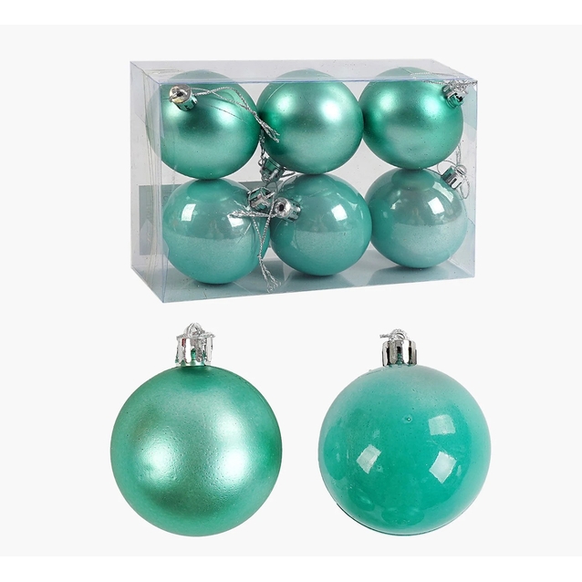 Новорічні прикраси .6 шт, кульки, D = 6 см, в слюді (C 67255) фото westvelo.com