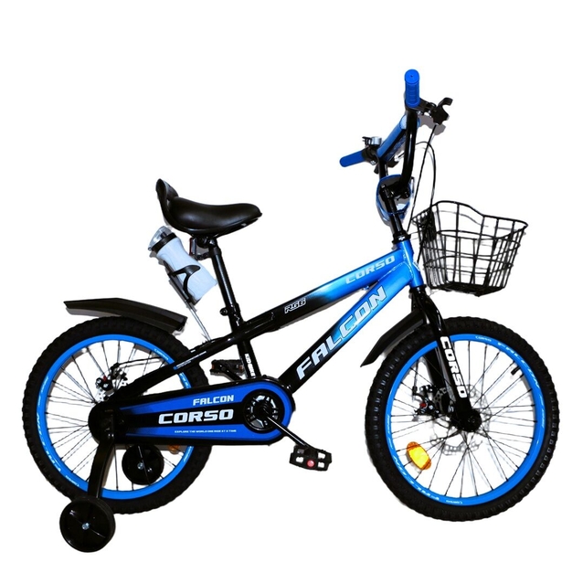 Дитячий велосипед 18 ST Corso «FALCON» FC-18674 дискові гальма, чорно-синій фото westvelo.com