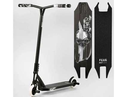 Самокат трюковий Best Scooter «FEAR» МТ-30377 чорний, SCS-система, пеги, AL диск та дека, колеса PU Ø115mm, ширина керма - 58 см