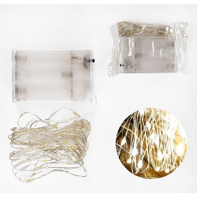 Гірлянда світлодіодна 5.25 м, жовте світло, від батарейок, 1 режим, у коробці (D 36019) фото westvelo.com