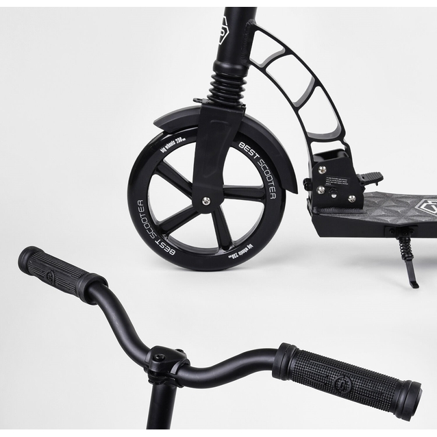 Самокат дитячий 2-х колісний, PU Best Scooter 47351 чорний, колеса Ø230-180mm, 1 амортизатор фото westvelo.com