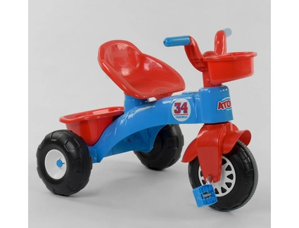 Дитячий велосипед 3-х колісний, колеса пластик з прорезиновою накладкою Pilsan 07-169 червоно-синій, корзинка, багажник