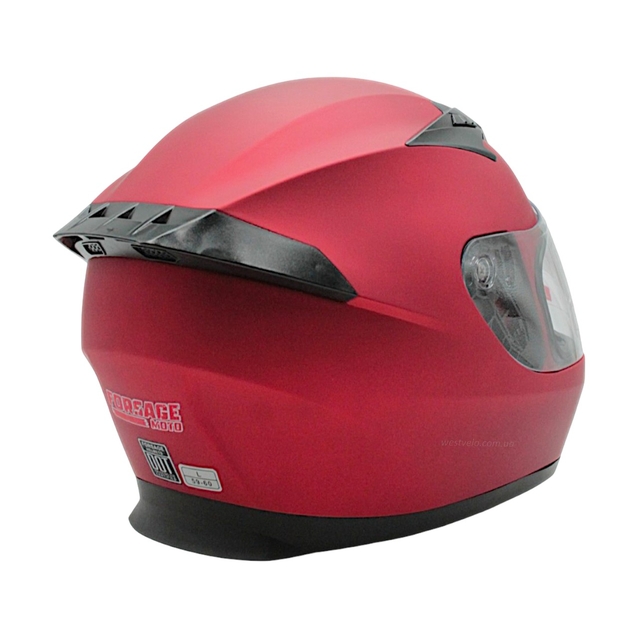 Мото шолом, закритий (L 59-60) "888-1" червоний, матовий, вмонтовані окуляри фото westvelo.com