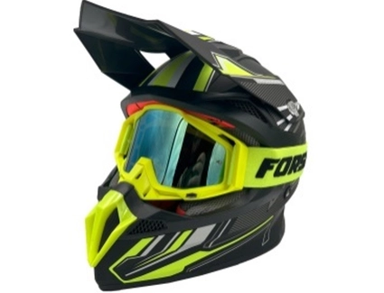 Шолом, закритий крос/ендуро (XL) АТV Forsage Rider  028 чорно-жовтий матовий з дашком + окуляри