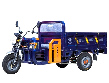 Трицикл РОЗІБРАНИЙ вантажний Corso «TRUCK ULTRA» TR-377099, двигун 2000W, акумулятор 72V 58Ah графеновий, 6 МІСЦЬ+ 2 ящик.акум, колеса 12"