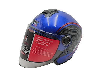 Мото шолом, відкритий (L) "IBK" 705, синій карбон з відкідними окулярами