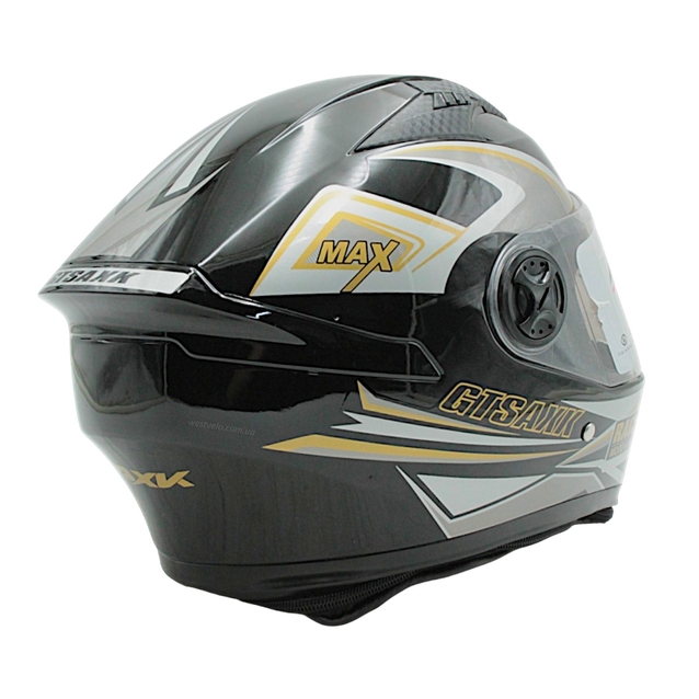 Мото шолом, закритий (XL) AXK (088) GTS MAX чорно-сірий глянцевий, вмонтовані окуляри з коміром фото westvelo.com