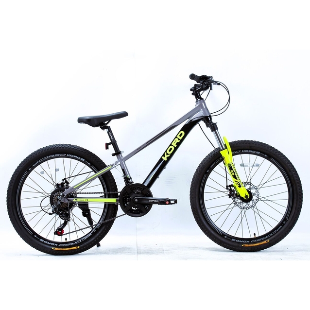 Велосипед 24 AL Corso «KORD» KD-24822 алюміній 11", (к-т SHIMANO) чорно-сіро-жовтий фото westvelo.com