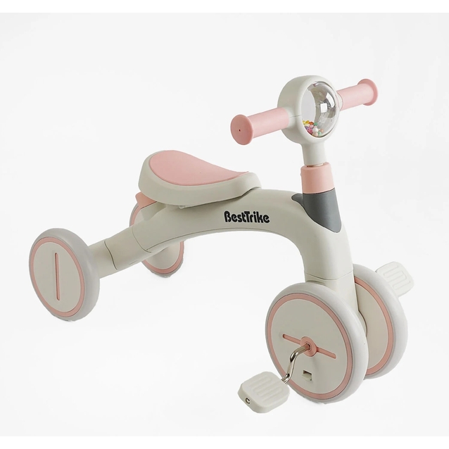 Дитячий велосипед 3-х колісний з батьківською ручкою, колеса - EVA (піна) 8-6, Best Trike BST-565 біло-рожевий, рама нейлон` фото westvelo.com