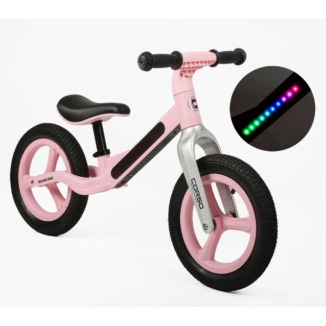 Велобіг 12 Corso, колеса - EVA (піна), нейлонова рама зі світлом QS-54227 рожевий фото westvelo.com