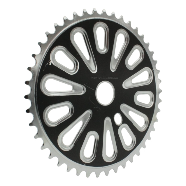 Зірка шатунів передня BMX-1 чорно-сіра, на 44Т фото westvelo.com