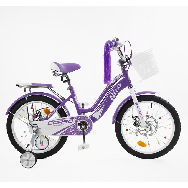 Дитячий велосипед 18 ST Corso «NICE» NC-18100 дискові гальма, фіолетовий фото westvelo.com