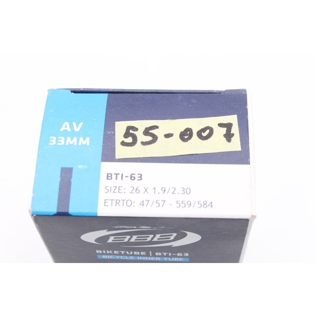 Камера 26 короткий ніпель AV 33mm BBB (1.90-2.30) (47/57-559/584) фото westvelo.com