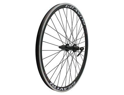 Колесо 26 зад, обід 2-ний чорний, втулка AL Quando касета (8-9), ексцентрик, чорна спиця (Gravity)
