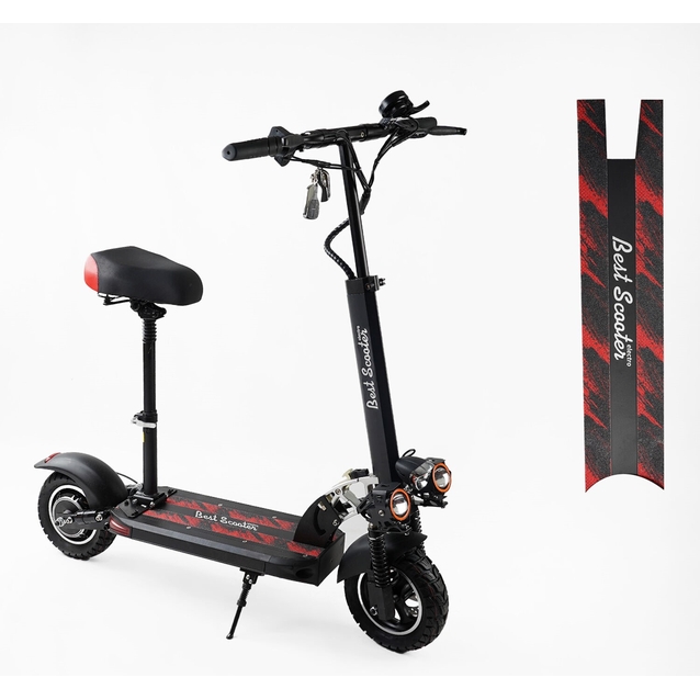 Електросамокат Best Scooter BS-90711 двигун 800W, акумулятор літієвий 48V15Ah, з сидінням, чорно-червоний фото westvelo.com