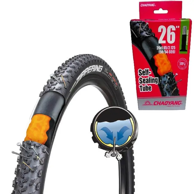 Камера 26. довгий ніпель AV 48mm CHAOYANG (1.95-2.125) самоклеюча (з антипрокольним гелем) фото westvelo.com