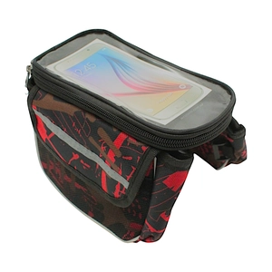 Сумка на раму 2x-стороння + місце для телефону чорно-червона AQE-005