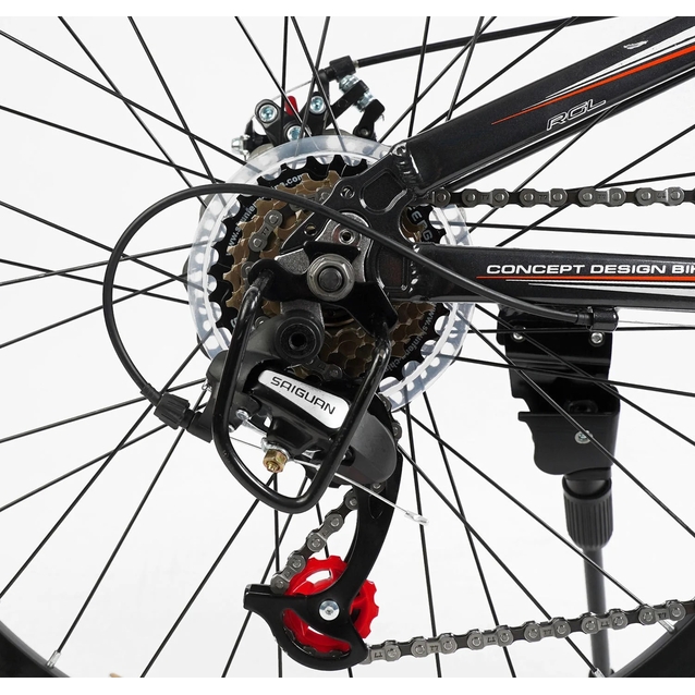 Велосипед 24 AL Corso «FENIX» FX-24912 алюміній 11", (к-т Saiguan) чорно-червоний фото westvelo.com