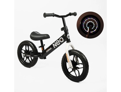 Велобіг 12 Corso, колеса - EVA (піна), сталева рама «NEO» EN-37994 чорний, підставка для ніг