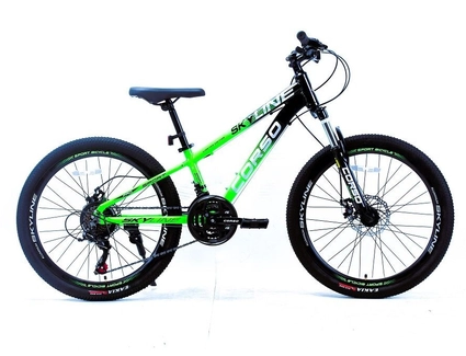 Велосипед 24 AL Corso «SKYLINE» SN-24474 алюміній 11", (к-т SHIMANO) чорно-салатовий
