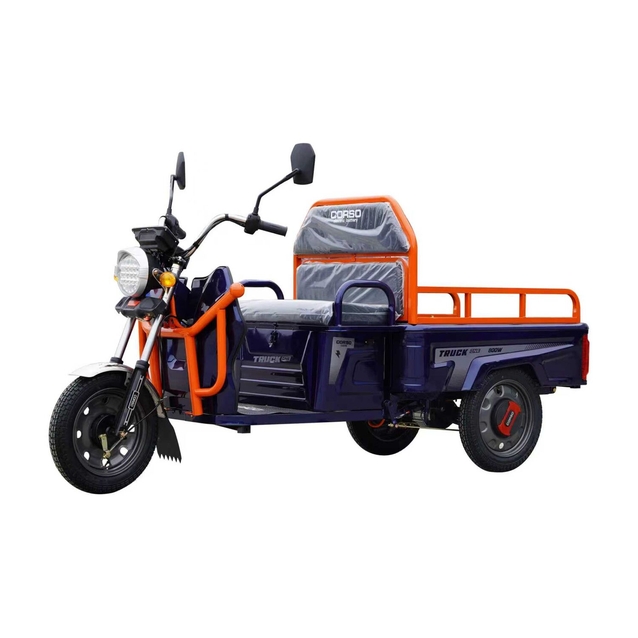 Трицикл РОЗІБРАНИЙ вантажний Corso «TRUCK ONE» TR-234447, двигун 800W, акумулятор 60V 32Ah графеновий, синій 5 МІСЦЬ+ 1 ящик.акум, колеса 12" фото westvelo.com