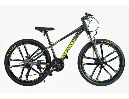 Велосипед 26 AL Corso «SPIDER» SP-26775 алюміній 13", (к-т SHIMANO) графітово-жовтий