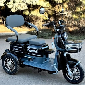 Трицикл Corso «POWER JET» JT-712387, двигун 1200W, акумулятор 72V 28Ah графеновий, чорний + 1 ящик. акум, колеса 10"
