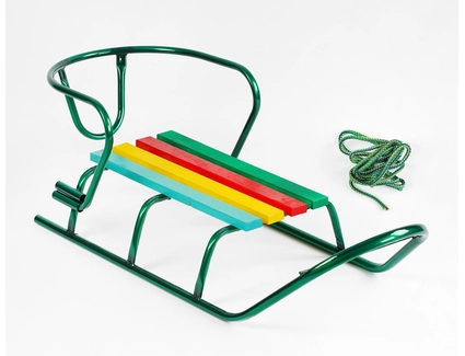 Сани без ручки, ЛЮКС круглі полози, зелені