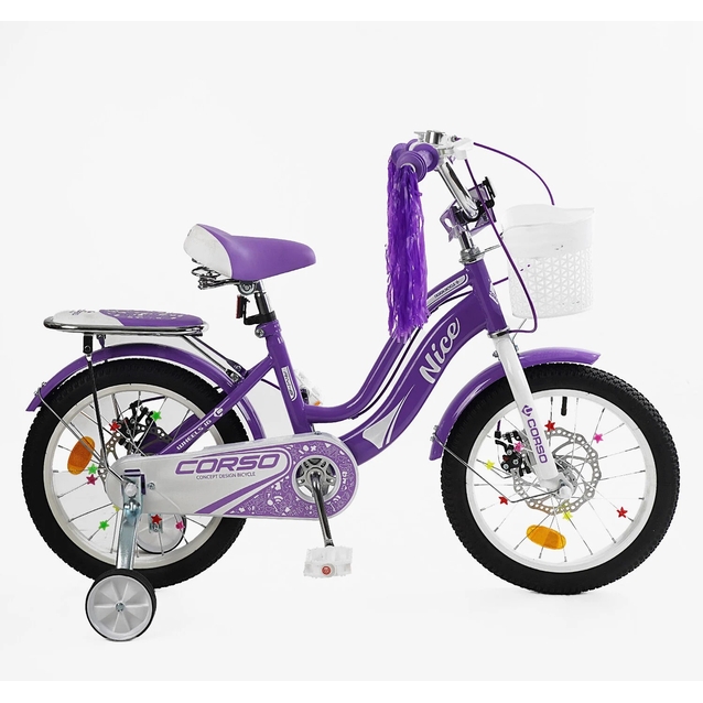 Дитячий велосипед 16 ST Corso «NICE» NC-16014 дискові гальма, фіолетовий фото westvelo.com