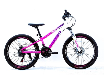 Велосипед 24 AL Corso «SKYLINE» SN-24748 алюміній 11", (к-т SHIMANO) рожево-білий