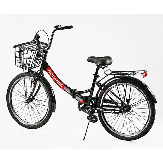 Міський велосипед 24 ST Corso «ADVANCE» AD-24400 (складна рама) сталь 14", чорно-червоний (+к/к/б) фото westvelo.com