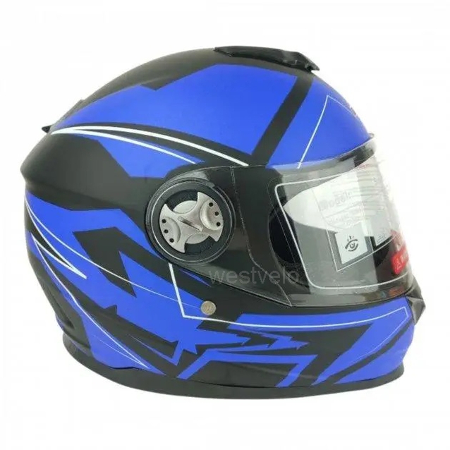 Мото шолом, закритий (S 55-56) F2 М65 чорно-синій, матовий фото westvelo.com
