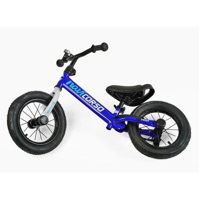 Велобіг 12 Corso надувні колеса, сталева рама «NAVI» NV-12645 синій, підніжка, підставка для ніг, дзвіночок фото westvelo.com