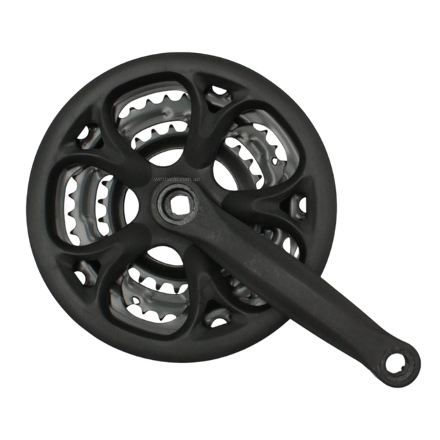 Система шатунів мтв велика чорна "Квітка" (28/38/48Т) L-170мм. фото westvelo.com