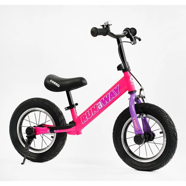 Велобіг 12 Corso надувні колеса, сталева рама «RUN-A-WAY» CV-03348 ручне гальмо, рожево-фіолетовий фото westvelo.com