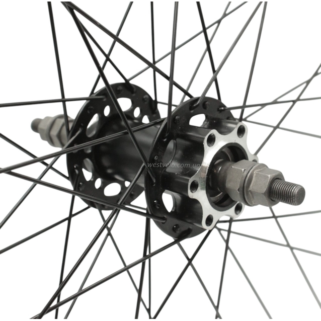 Колесо 27,5 зад, обід 2-ний чорний втулка SHUNFENG, проми, диск 6 болтів, чорна спиця фото westvelo.com