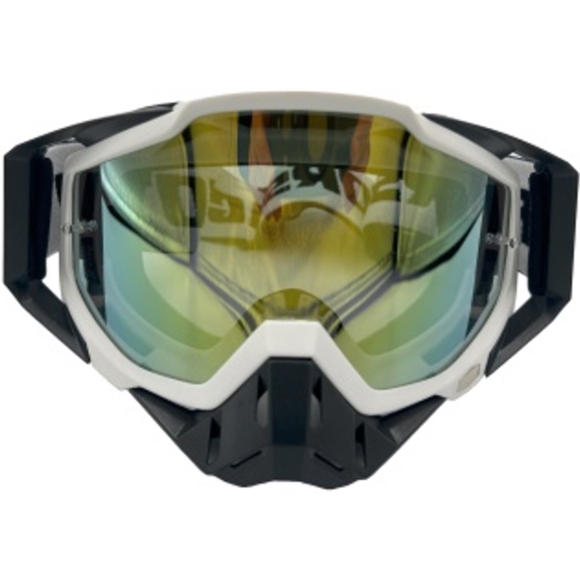 Мото окуляри Кросс-ендуро "MO-5" чорно-білі із дзеркальною лінзою фото westvelo.com