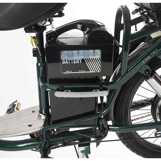 Електровелосипед 22 ST Corso «SHADOW» SH-8036-9 сталь, двигун 500W, акумулятор 48V20Ah літієвий, темно-зелений фото westvelo.com