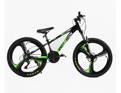 Велосипед 24 AL Corso «EVOLUTION» EV-24203 алюміній 11", (к-т SHIMANO) чорно-салатовий