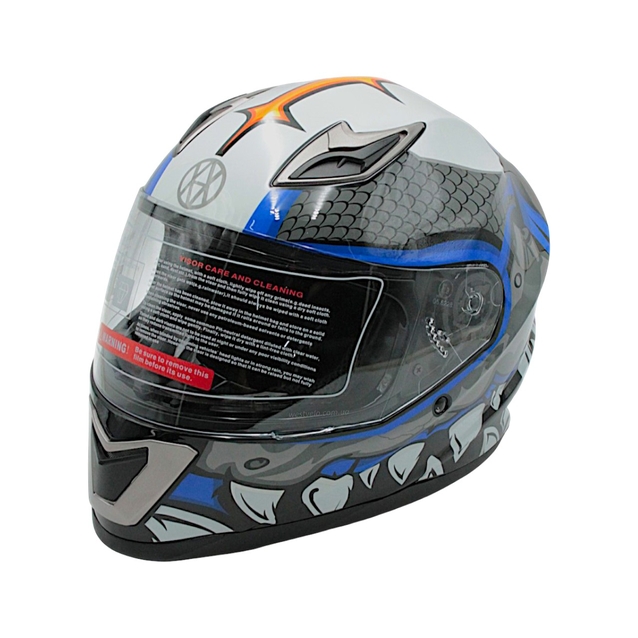 Мото шолом, закритий (L 59-60) VLAND M62-Dino, інтеграл, синій, глянцевий фото westvelo.com