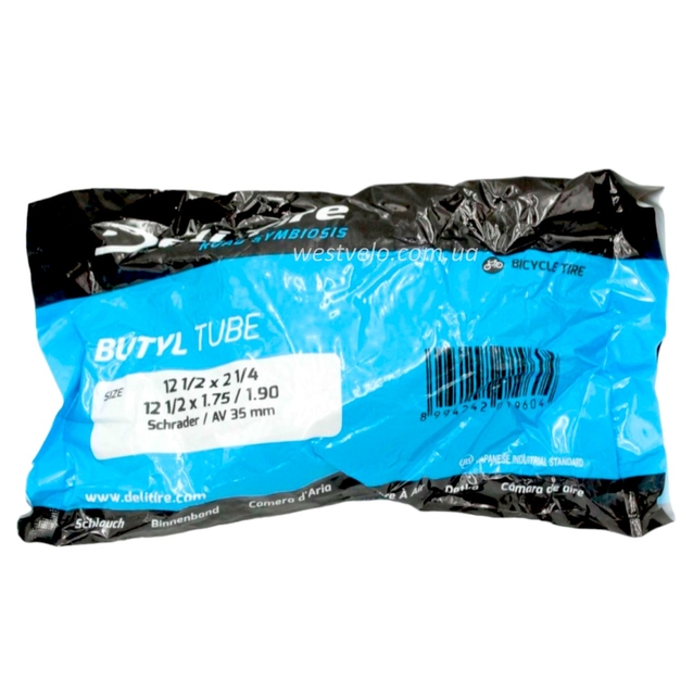 Камера 12 прямий ніпель AV 35mm DELI TIRE (1/2-2 1/4) фото westvelo.com