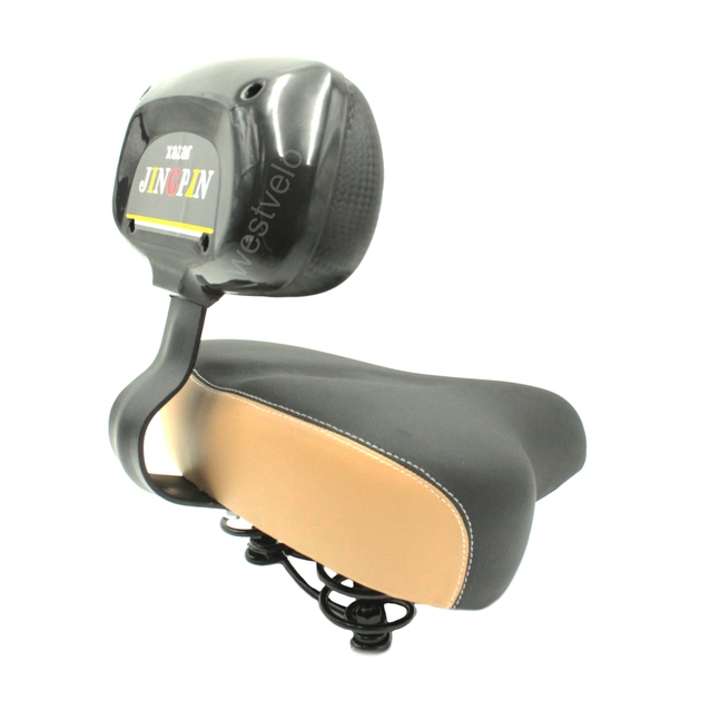 Сідло на пружинах JINGPIN TB-1 (з спинкою) широке, металева основа, чорно-бежеве фото westvelo.com