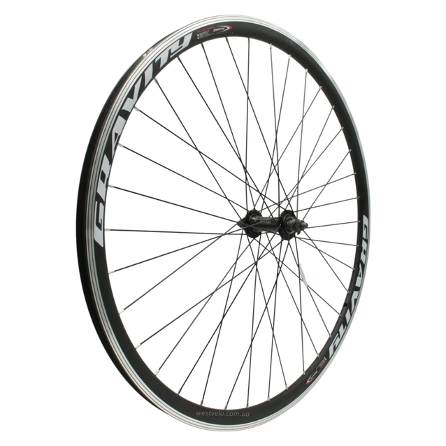 Колесо 28-29 перед, обід 2-ний чорний, втулка AL. SHUNFENG, на промах чорна, чорна спиця (Graviti) фото westvelo.com