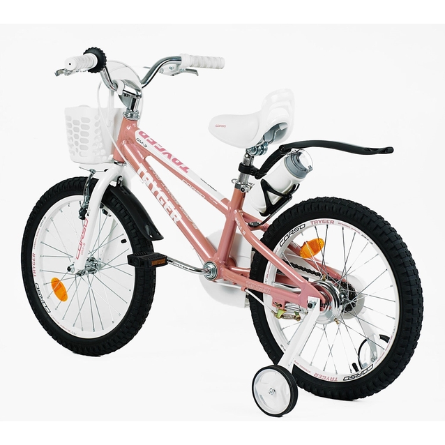 Дитячий велосипед 18 AL Corso «TAYGER» TG-60323 алюмінієва рама пудрово-білий, ручне гальмо, дод. колеса, дзвоник, бутилочка фото westvelo.com