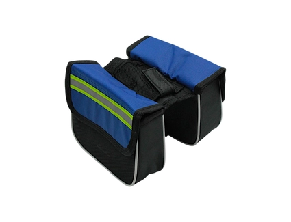 Сумка на раму 2x-стороння чорна AQE-018 з світло відбиваючою стрічкою.