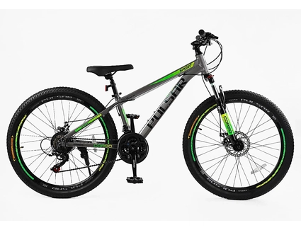 Велосипед 26 AL Corso «PULSAR» PL-26031 алюміній 13", (к-т SHIMANO) сіро-салатовий