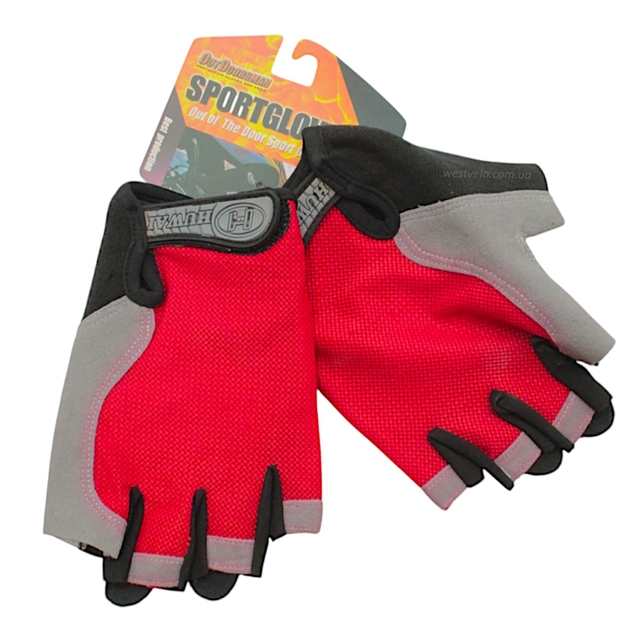 Рукавиці "M" (20-21 см) HUWAI червоно-сірі (370) фото westvelo.com
