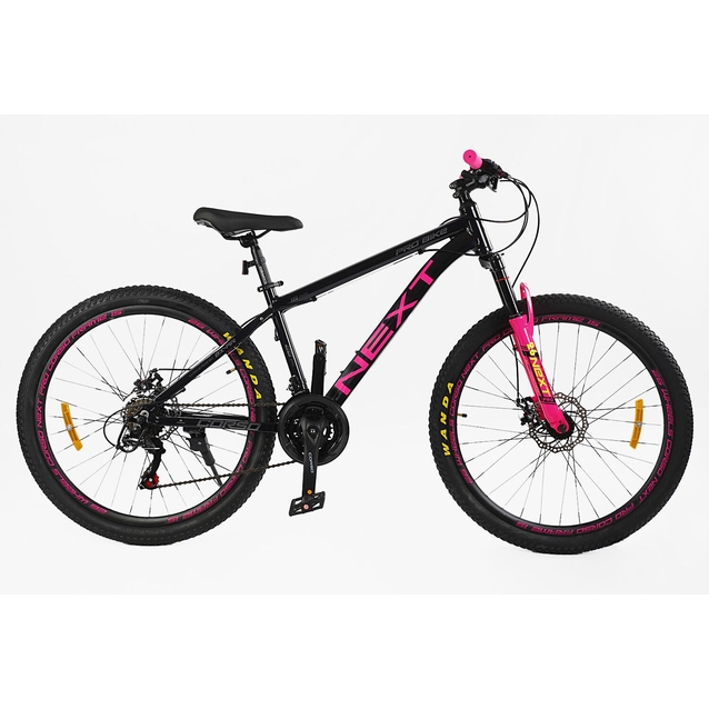 Велосипед 26 AL Corso «NEXT» NX-26368 алюміній 15", (к-т SHIMANO) чорно-рожевий фото westvelo.com